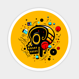 Abstract Tribal Cute Skull Vibrant and Unique Artwork Magnet